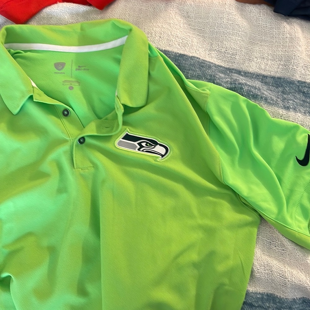 Seattle Seahawks Lime Green Polo Nike Large Authentic NFL